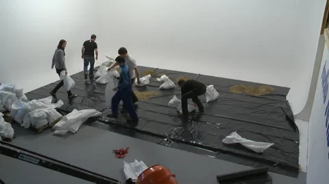 Preparing Film Set Stock Footage 35320645