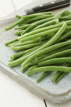 Preparing fine green beans Stock Photos