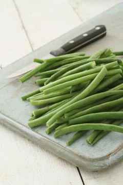 Preparing fine green beans Stock Photos