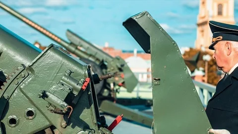 Preparing To Fire Guns Stock-Footage 73741168