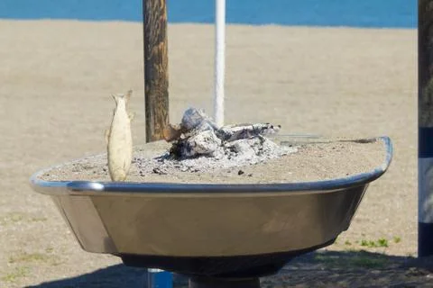 Preparing fish barbecue Stock Photos