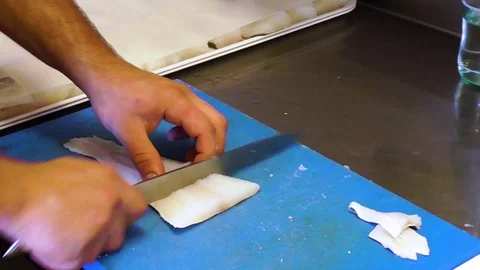 Preparing fish Stock Footage 96687643