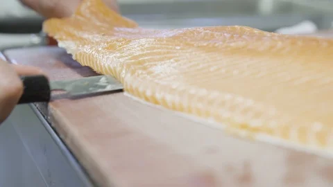 Preparing fish with knife Vidéo 104663808