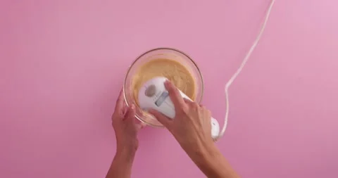 Preparing with flour, eggs, blueberries, sugar and serving blueberry blondie bro Stock Footage 133816300
