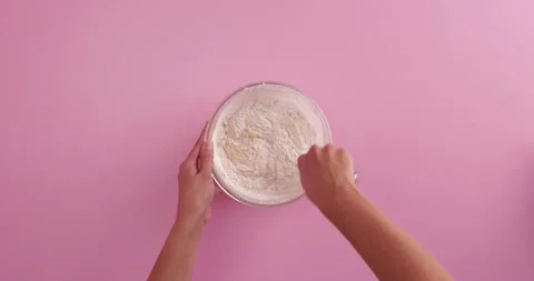 Preparing with flour, eggs, blueberries, sugar and serving blueberry blondie bro Stock Footage 133816628
