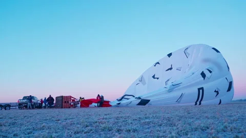 Preparing to fly a large balloon Stock Footage 145972144