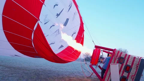 Preparing to fly a large balloon Stock Footage 145972669