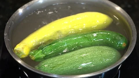 Preparing Food In Boiling Water In A Kitchen Stock Footage 139725023