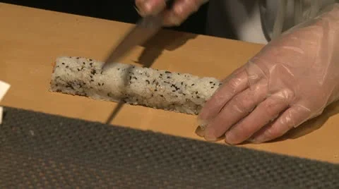 Preparing food at a Sushi Bar. (3 of 4) Stock Footage 8981953