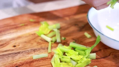 Preparing Fresh Celery in a Kitchen Setting Vídeo Stock 307466353