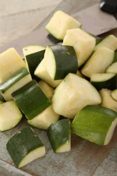 Preparing fresh courgettes Stock Photos