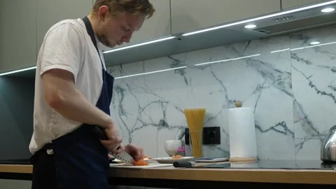 Preparing Fresh Ingredients in Modern Kitchen Video stock 308487731