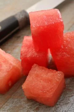 Preparing fresh melon Stock Photos