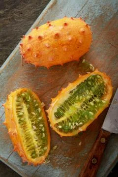 Preparing fresh melon Stock Photos