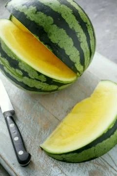 Preparing fresh melon Stock Photos