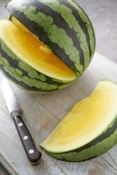 Preparing fresh melon Stock Photos