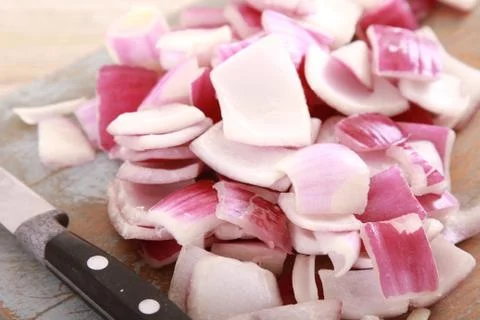 Preparing fresh onions Stock Photos
