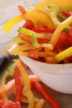 Preparing fresh peppers Stock Photos