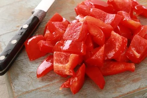 Preparing fresh peppers Stock Photos