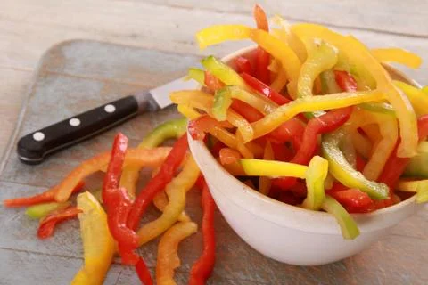 Preparing fresh peppers Stock Photos