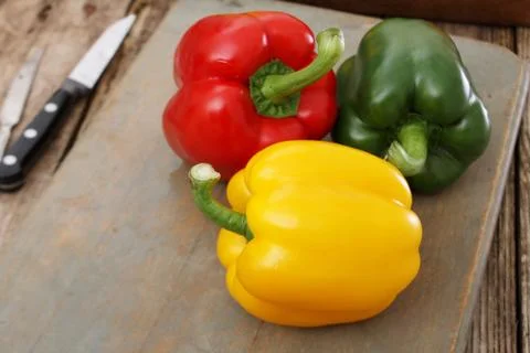 Preparing fresh peppers Stock Photos