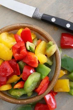 Preparing fresh peppers Stock Photos