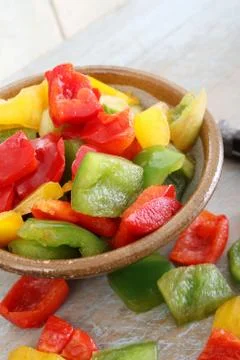 Preparing fresh peppers Stock Photos