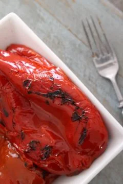 Preparing fresh peppers Stock Photos