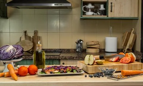 Preparing fresh salad for the summer Stock Photos