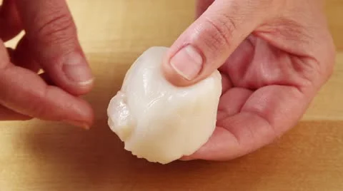 Preparing fresh scallops Stock Footage 24662871