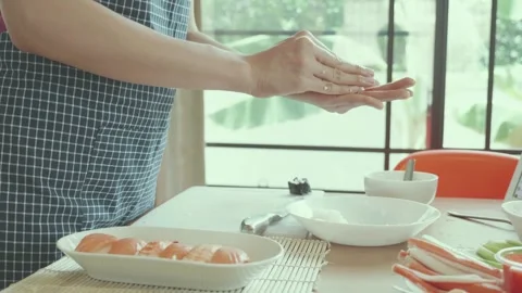 Preparing Fresh Sushi Rolls at Home Stock Footage 314221707