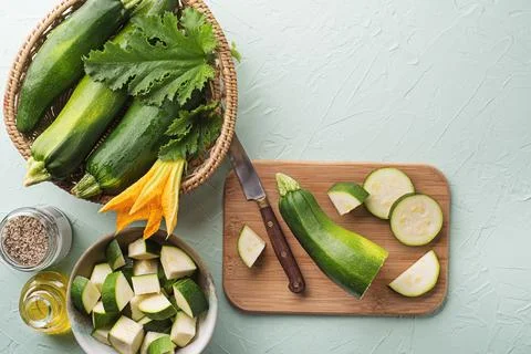 Preparing fresh Zucchini vegetable Stock-Fotos
