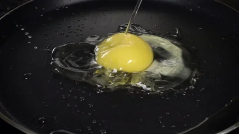 Preparing fried egg, slow motion Stock Footage 86931773