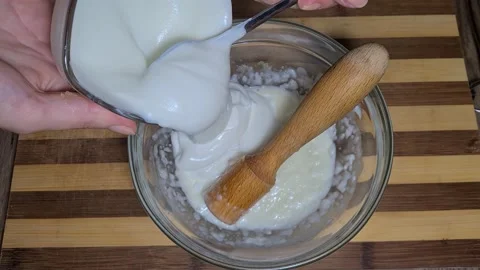 Preparing Garlic Sauce In Bowl.  Video stock 157396729
