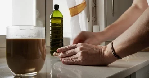 Preparing garlic toast with coffee Stock Footage 328598816