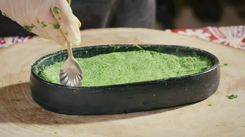 Preparing Georgian dish Pkhali Stock Footage 138127363