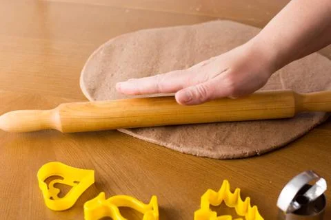 Preparing gingerbread cookies. Stock Photos