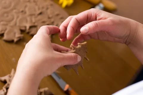 Preparing gingerbread cookies. Stock Photos