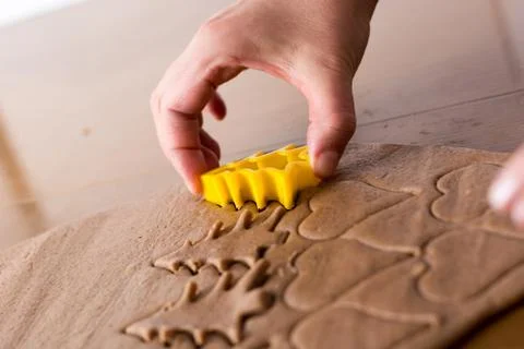 Preparing gingerbread cookies. Stock Photos