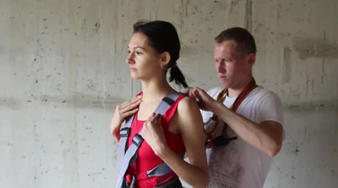 Preparing girl to jump Stock Footage 28350257