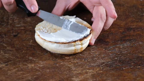 Preparing gourmet burger, adding greens Stock Footage 205128809