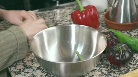 Preparing green asparagus in a kitchen 스톡 동영상 331218534