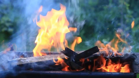 Preparing the grill for the barbecue Stock Footage 53010725
