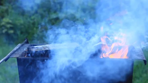 Preparing the grill for the barbecue Stock Footage 53010729