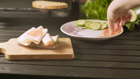 Preparing grill sandwich Stock Footage 70886443