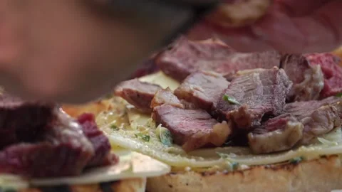 Preparing grilled meat sandwiches Stock Footage 250158022