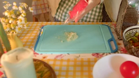 Preparing Ground Beef with Fresh Ingredients Set Out on Kitchen Counter Stock Footage 318924863