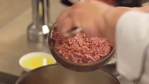 Preparing ground meat Stock Footage 77047651