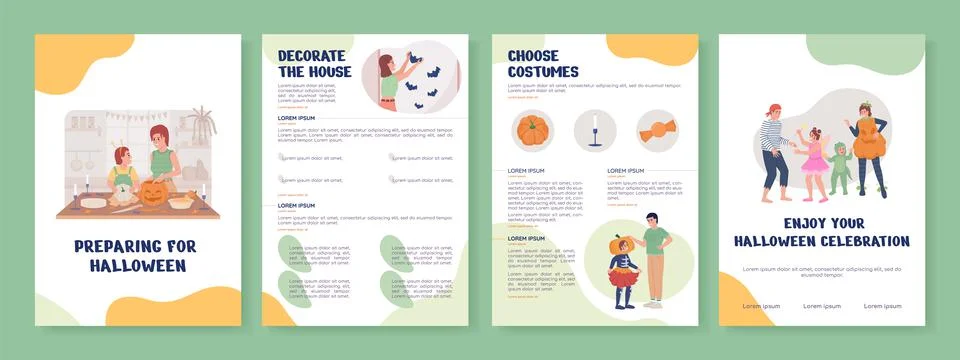 Preparing for Halloween flat vector brochure template 스톡 일러스트