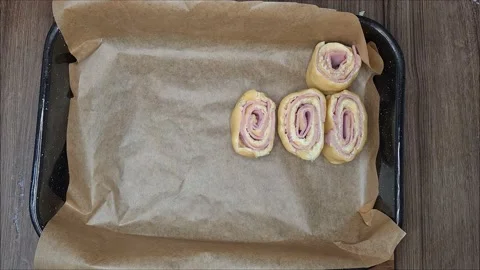 Preparing Ham And Cheese Rolls Video stock 220727326